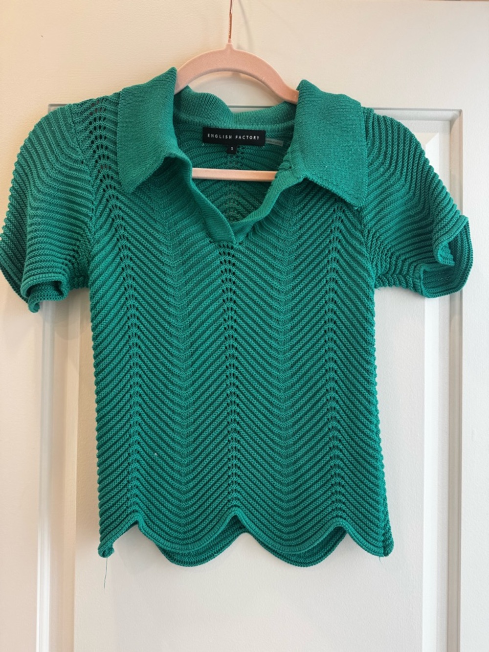 English Factory Teal Knit Chevron Polo